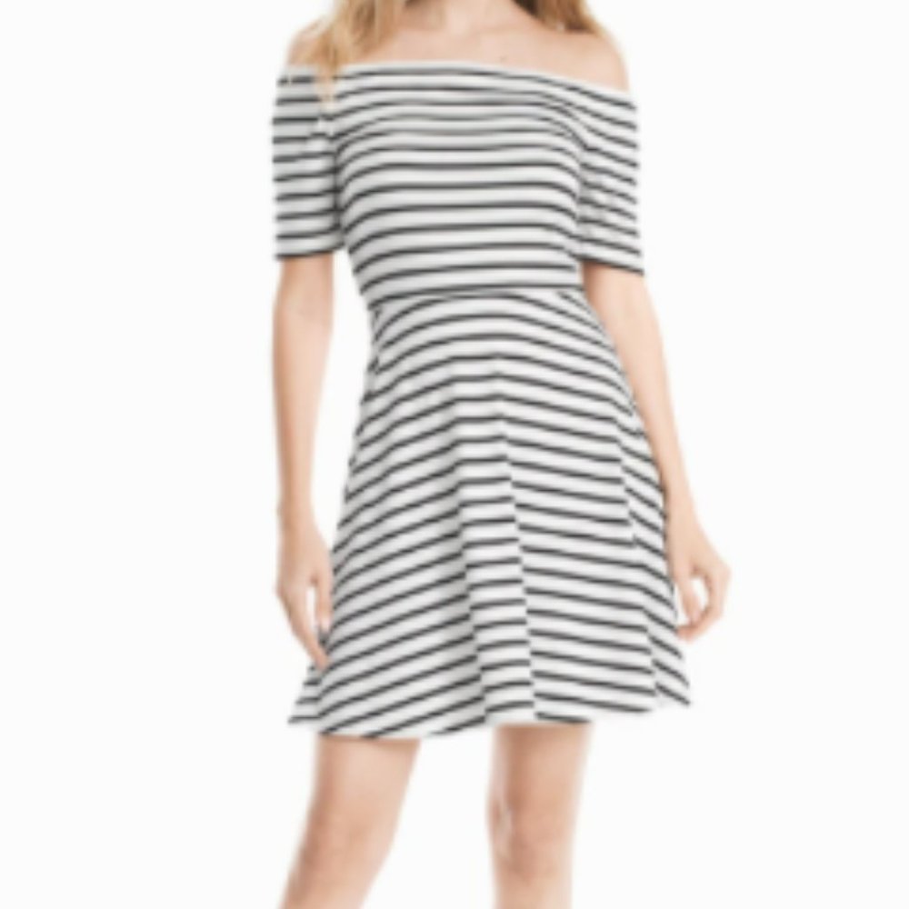 WHBM Off-the-Shoulder Striped Knit Sneaker Dress